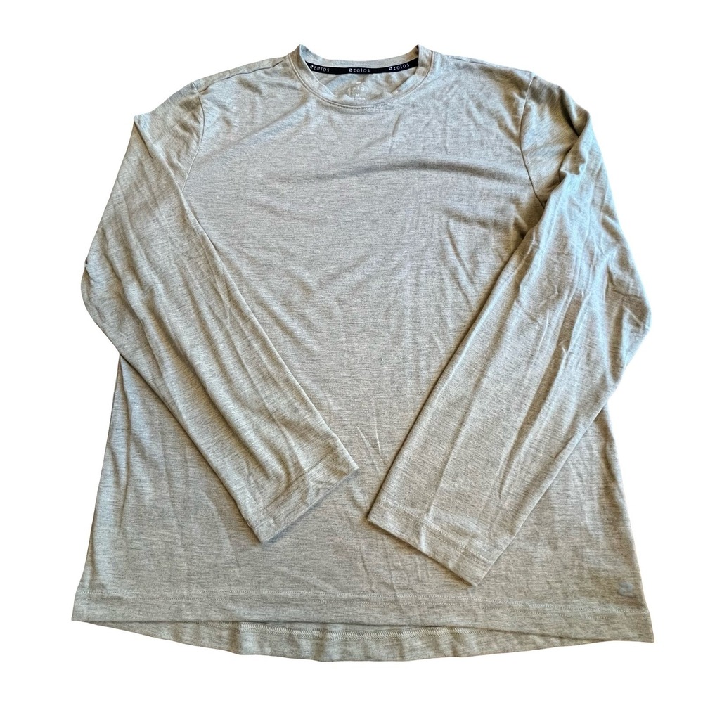 Zelos Mens Long Sleeve Performance Tee Heather Grey Crew Neck Shirt Size M